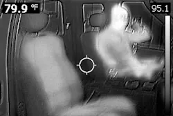 The white heat in this driver's seat is a latent print that proves that the seat was occupied recently. Make sure that the seat-to-occupant ratio matches up. The white heat in this driver's seat is a latent print that proves that the seat was occupied recently. Make sure that the seat-to-occupant ratio matches up.