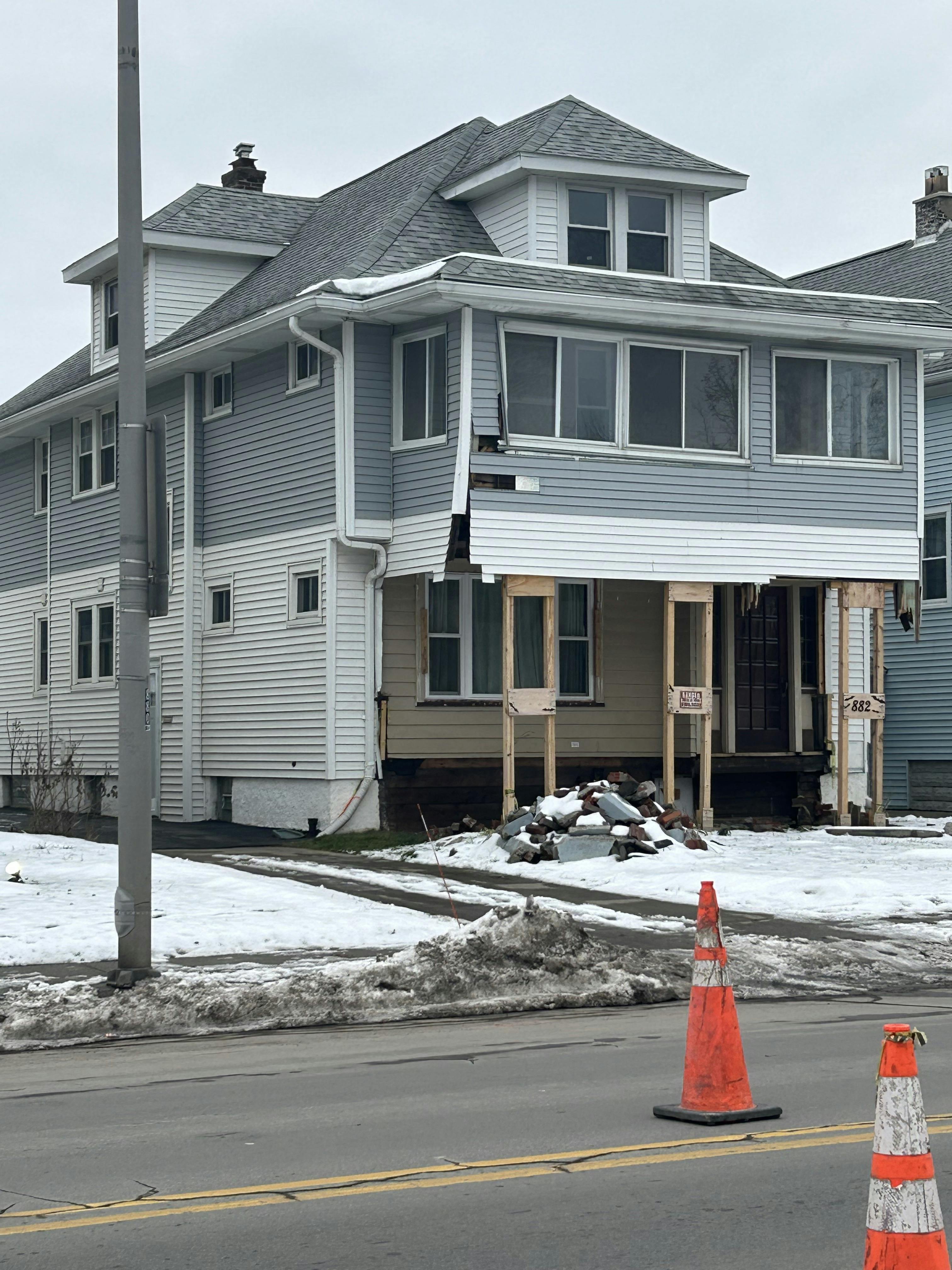 Not all parts of a structure/building might be affected by a collapse. Here, the rear and side of the structure are unaffected and potentially might be cleared of victims by local responders.