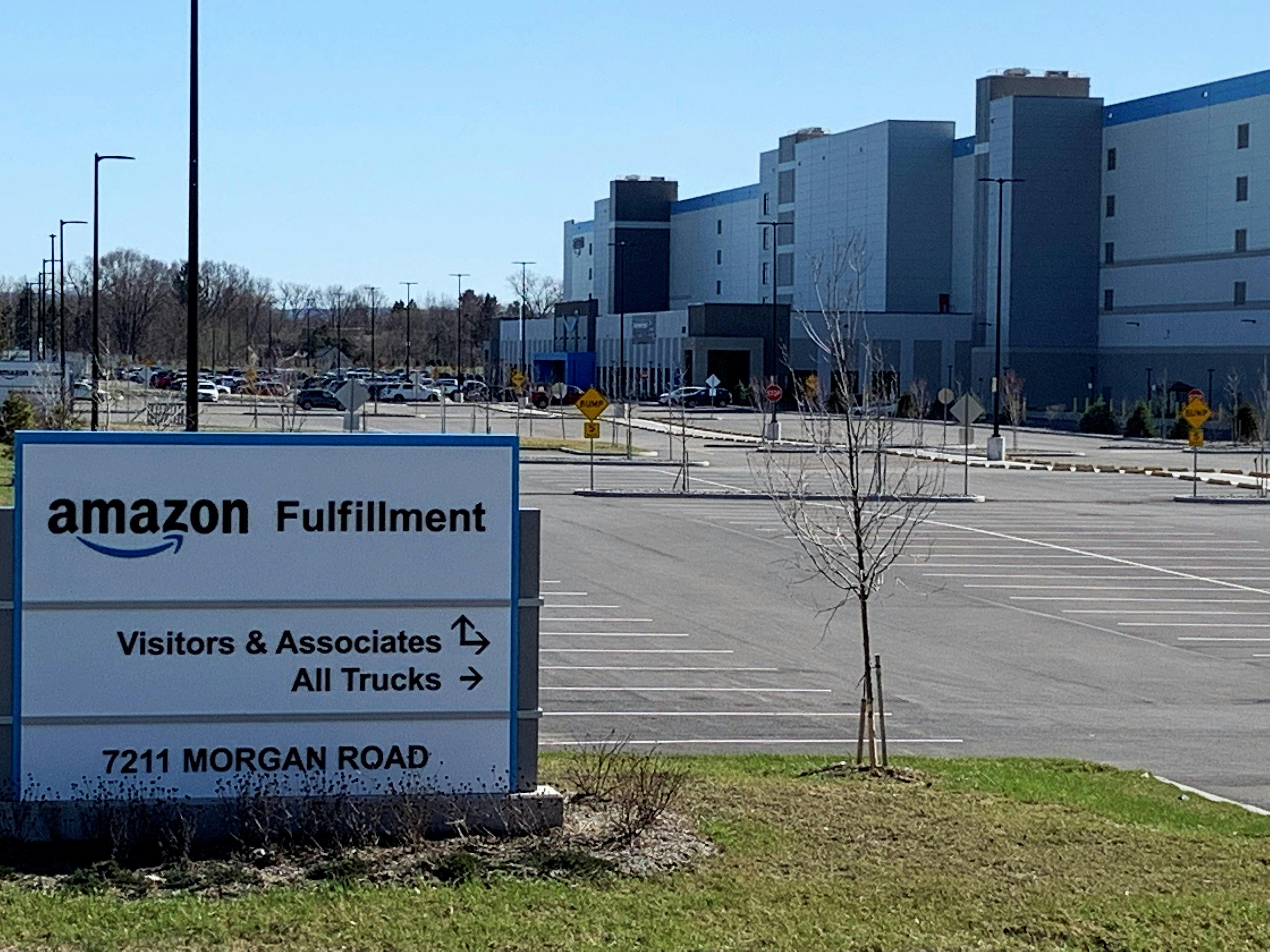 The fire broke out around Thursday night at the Amazon warehouse in Clay.