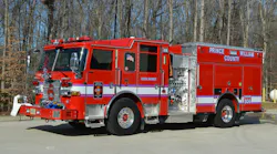 Engine 506 of the Prince William County (PWC), VA, Fire & Rescue System is a 2022 Pierce Arrow XT that’s equipped with a 1,500-gpm pump and 750-gallon tank. The rig is one of the four newest pumpers in the department’s fleet. Note the front cab-mounted handrails and downview mirror and the recessed, bumper-mounted warning lights. Engine 506 of the Prince William County (PWC), VA, Fire & Rescue System is a 2022 Pierce Arrow XT that’s equipped with a 1,500-gpm pump and 750-gallon tank. The rig is one of the four newest pumpers in the department’s fleet. Note the front cab-mounted handrails and downview mirror and the recessed, bumper-mounted warning lights.