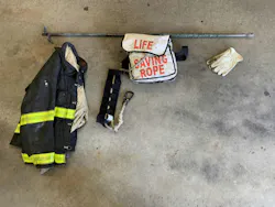Some of the equipment that’s needed to conduct a roof rope training: PPE, a hook (in this case, used as an anchor), roof rope bag and gloves. Some of the equipment that’s needed to conduct a roof rope training: PPE, a hook (in this case, used as an anchor), roof rope bag and gloves.