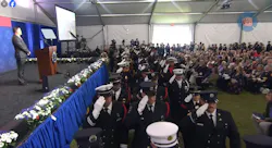 Firefighters salute the families and colleagues of the fallen. Firefighters salute the families and colleagues of the fallen.