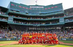 The Firefighters played at a sold out Fenway Park, home of the Major League Baseball team, the Boston Red Sox. The Firefighters played at a sold out Fenway Park, home of the Major League Baseball team, the Boston Red Sox.