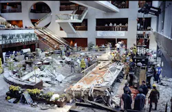 Two skywalks collapsed at Kansas City's Hyatt Regency Hotel 44 years ago. Two skywalks collapsed at Kansas City's Hyatt Regency Hotel 44 years ago.