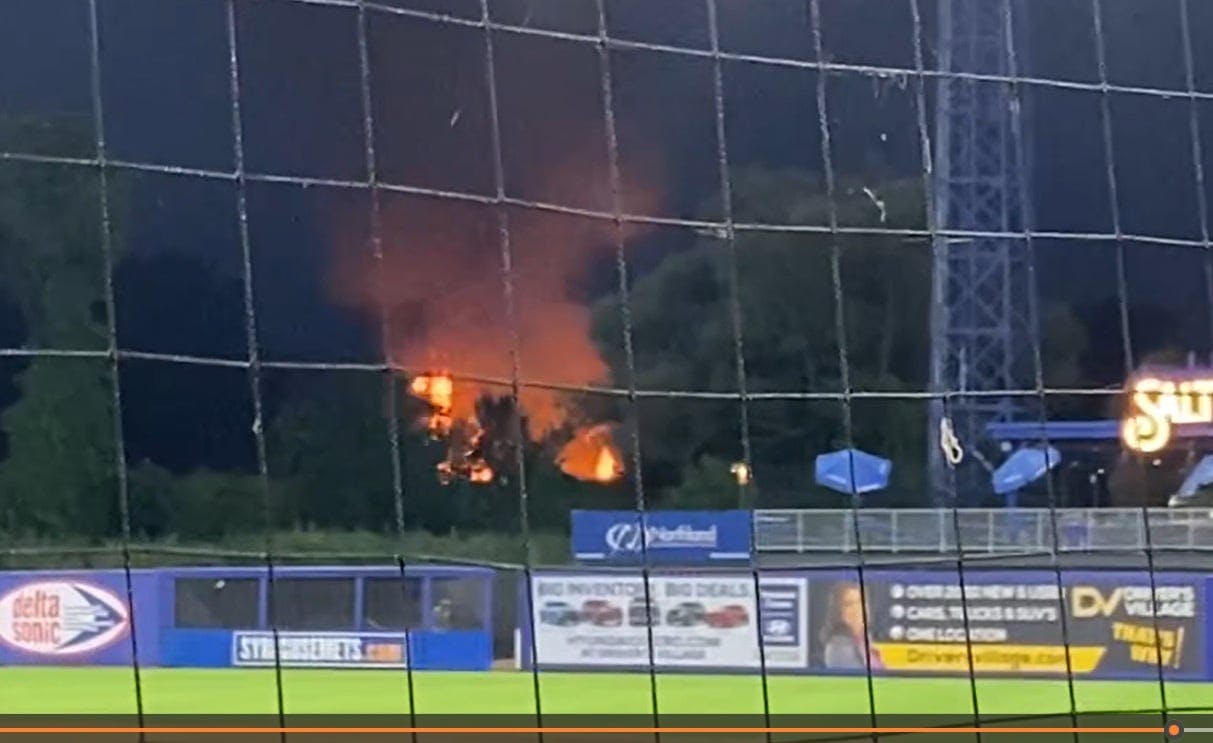 Fireworks ignited a brush fire outside the stadium last month.