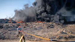 There are hundreds of abbreviations that fit into a firefighter's workday. Here, a firefighter stretches LDH, or large diameter hose, to help establish a water supply. There are hundreds of abbreviations that fit into a firefighter's workday. Here, a firefighter stretches LDH, or large diameter hose, to help establish a water supply.