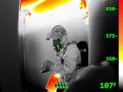 A higher level of energy is indicated in the adjacent hallway compared with the room from which the image was captured. A higher level of energy is indicated in the adjacent hallway compared with the room from which the image was captured.