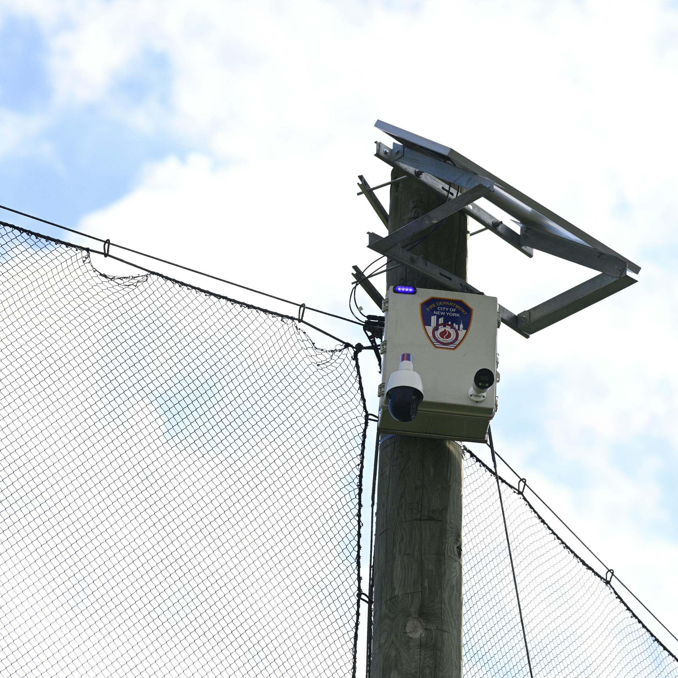 One of the FDNY-operated cameras that was equipped with an AI-powered software to notify firefighters of smoke or fire in city parks.