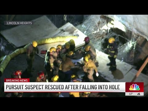 Los Angeles Firefighters Rescue Suspect in Who Fell in Hole after Police Chase