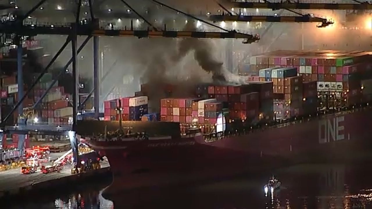 Hazmat Crews Called to Ship Fire at Port of Los Angeles