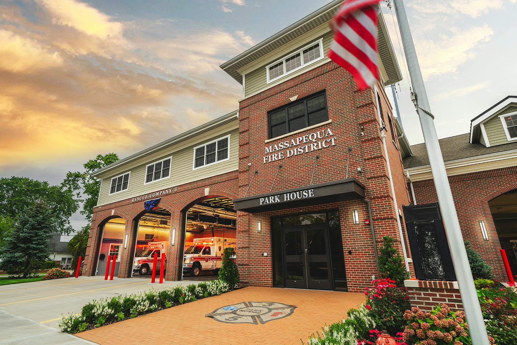 A feasibility study for the Massapequa Fire District led to completion of a 21,600-sq.-ft. station that comprises seven bays, integrated hands-on training, decontamination spaces, company offices, fitness facilities, a training classroom, rehab support and a large multipurpose room.