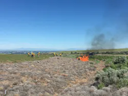 Local, state and federal firefighters perform prescribed fire for vegetation management in renewable energy fields prior to primary fire season in southeast Idaho. Decreasing tumble weeds prior to fire season decreases the threat of significant wildfire growth and provides training, and interagency cooperation. Local, state and federal firefighters perform prescribed fire for vegetation management in renewable energy fields prior to primary fire season in southeast Idaho. Decreasing tumble weeds prior to fire season decreases the threat of significant wildfire growth and provides training, and interagency cooperation.