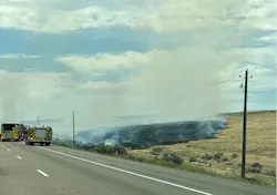 A vegetation fire that was ignited by a vehicle fire threatens a solar farm along Interstate 84 outside of Boise, ID, in 2025. It required a multi-agency response with local, federal wildland and Idaho military fire response personnel and apparatus. A vegetation fire that was ignited by a vehicle fire threatens a solar farm along Interstate 84 outside of Boise, ID, in 2025. It required a multi-agency response with local, federal wildland and Idaho military fire response personnel and apparatus.
