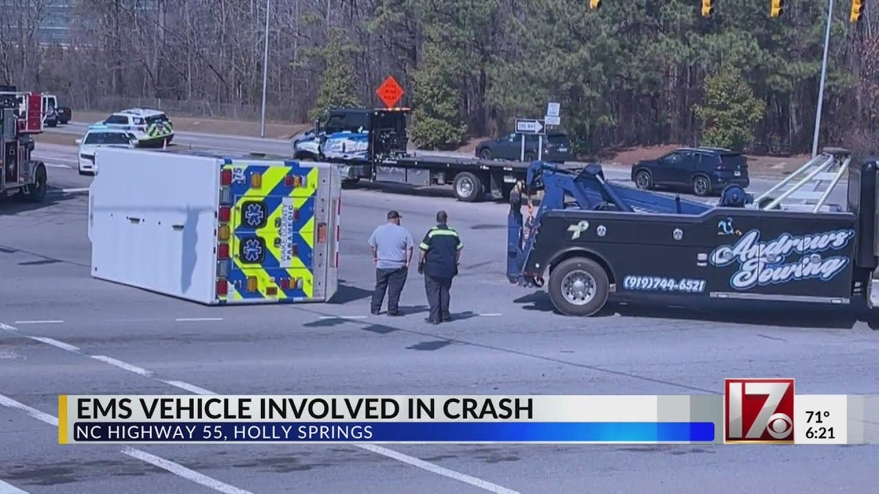 Ambulance Flips in Crash with SUV in Holly Springs, NC