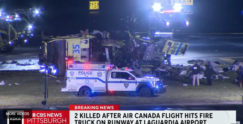 Two Pilots Killed when Jet Hits Fire Truck at LaGuardia Airport