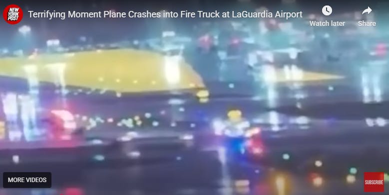 Watch: Jet Strikes Fire Vehicle on LaGuardia Airport Runway