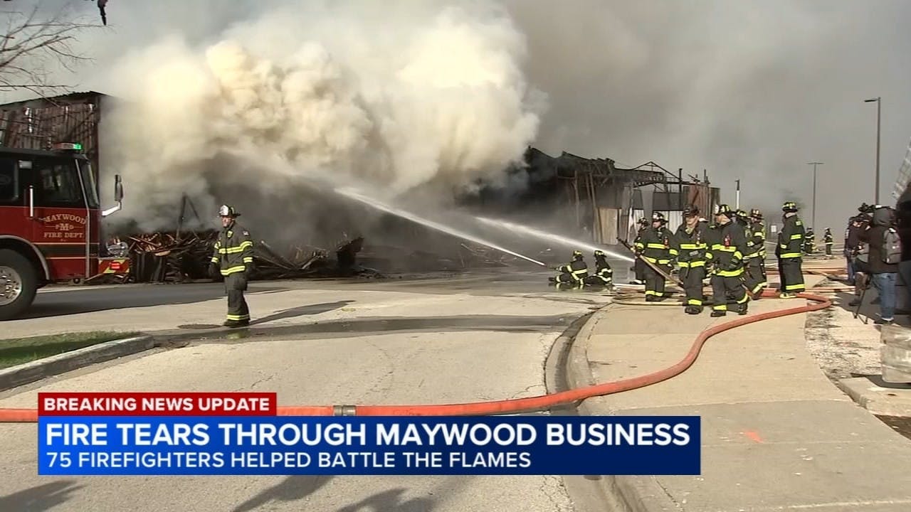 Large fire tears through pallet company in west suburbs, fire officials say
