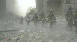 Firefighters search the debris at the World Trade Center after the terrorists' attack. Firefighters search the debris at the World Trade Center after the terrorists' attack.