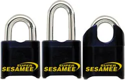 Three Super Sesamee padlock models. Three Super Sesamee padlock models.