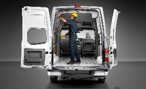 Workspace in Nissan van