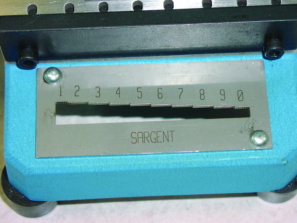 Sargent gage with 10 depths of cut