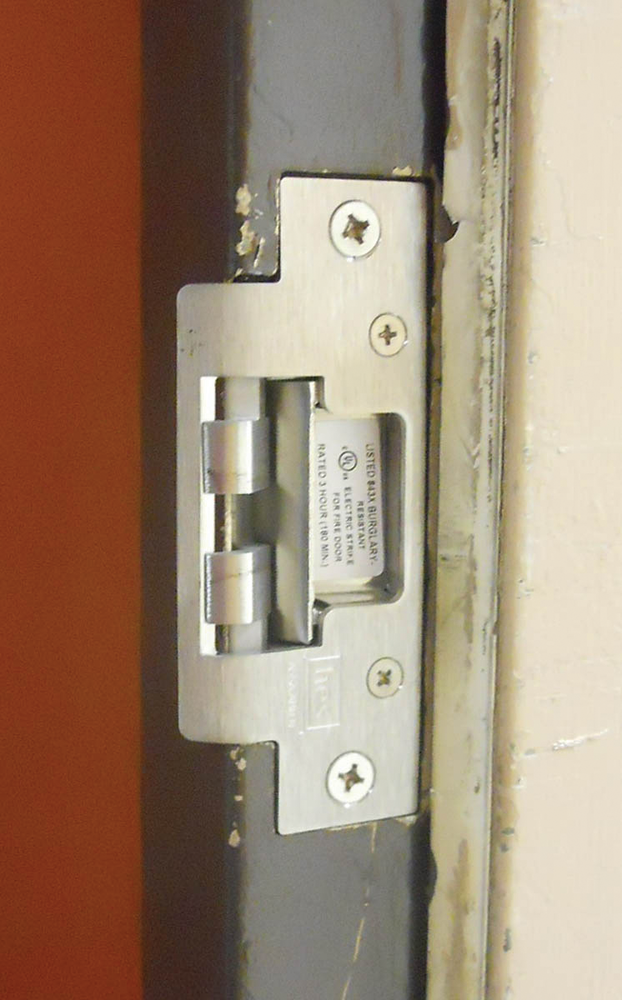 'No Cut' Electric Strike Installed