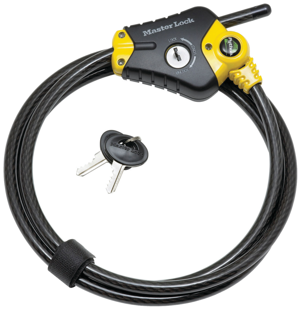 8400 series adjustable cable locks incorporate Python rekeying system.