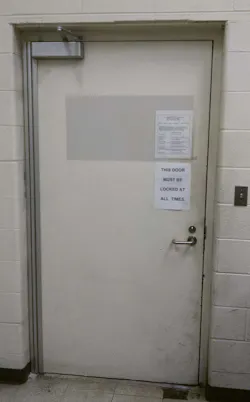 Photo 6. Bulky door now centered in frame with new continuous hinge Photo 6. Bulky door now centered in frame with new continuous hinge