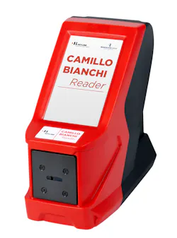 The Camillo Bianchi Reader IDs single- and double-sided edge cut keys and is standalone -- no computer, no buttons to push. The Camillo Bianchi Reader IDs single- and double-sided edge cut keys and is standalone -- no computer, no buttons to push.