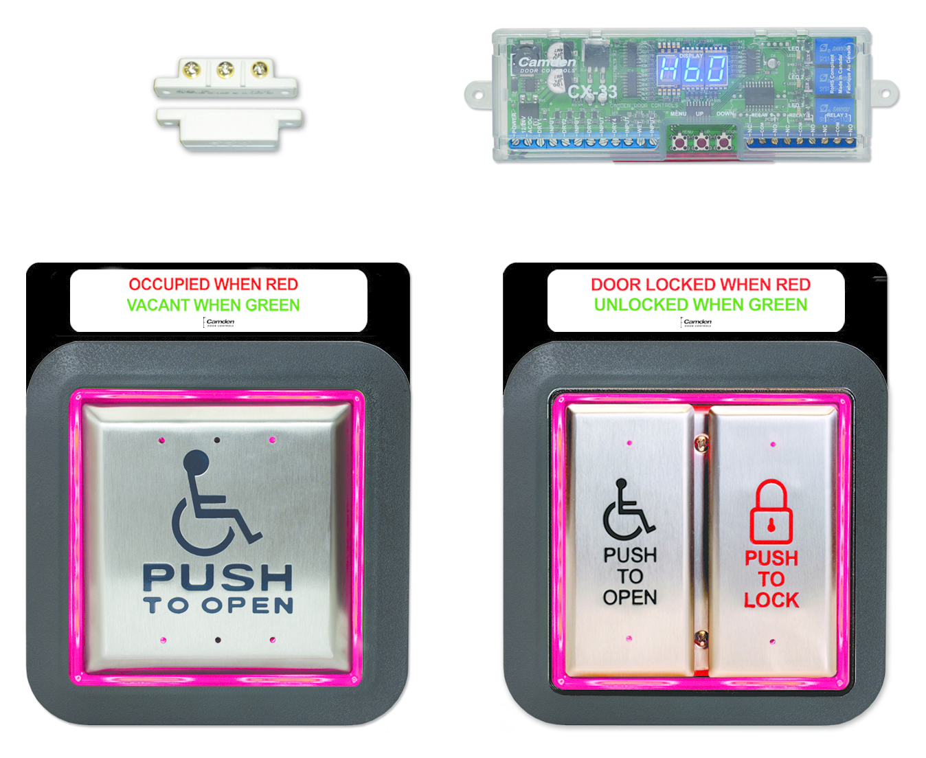 CX-WC13AXFM flush mount combo illuminated push plate kit