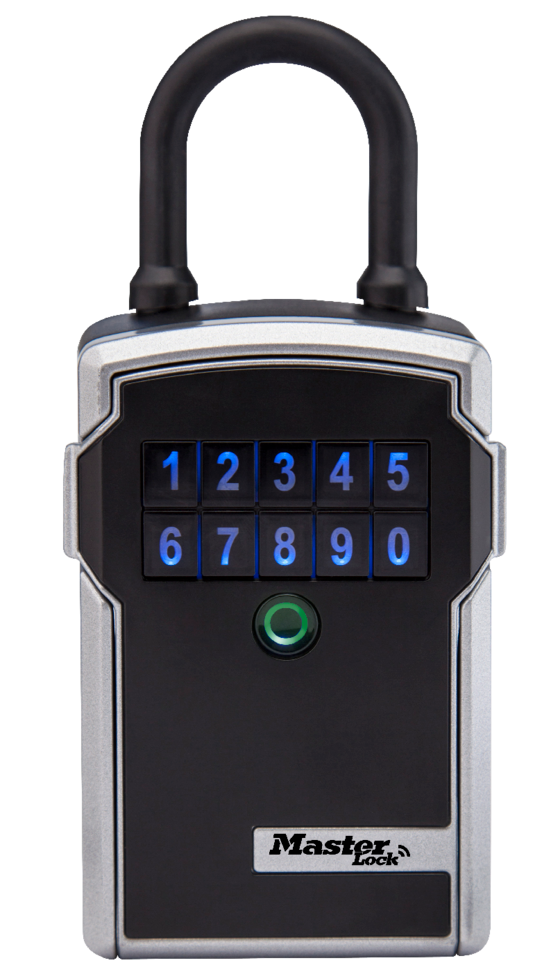 Master Lock Model 5440ENT portable lock box. Green signals that it is unlocked.