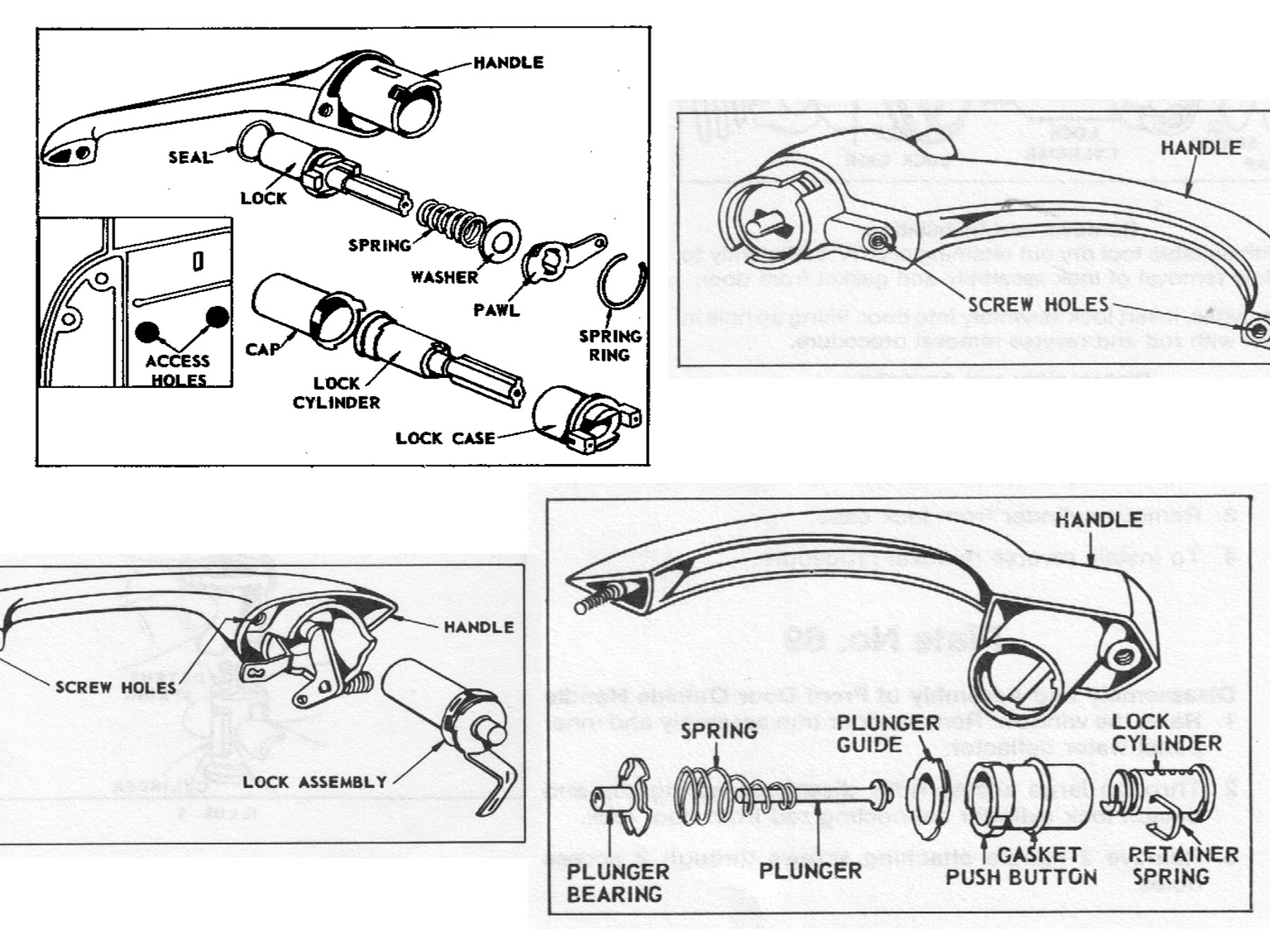 An early type of automotive door lock. When locked, the push-button wouldn&rsquo;t operate the door latch.