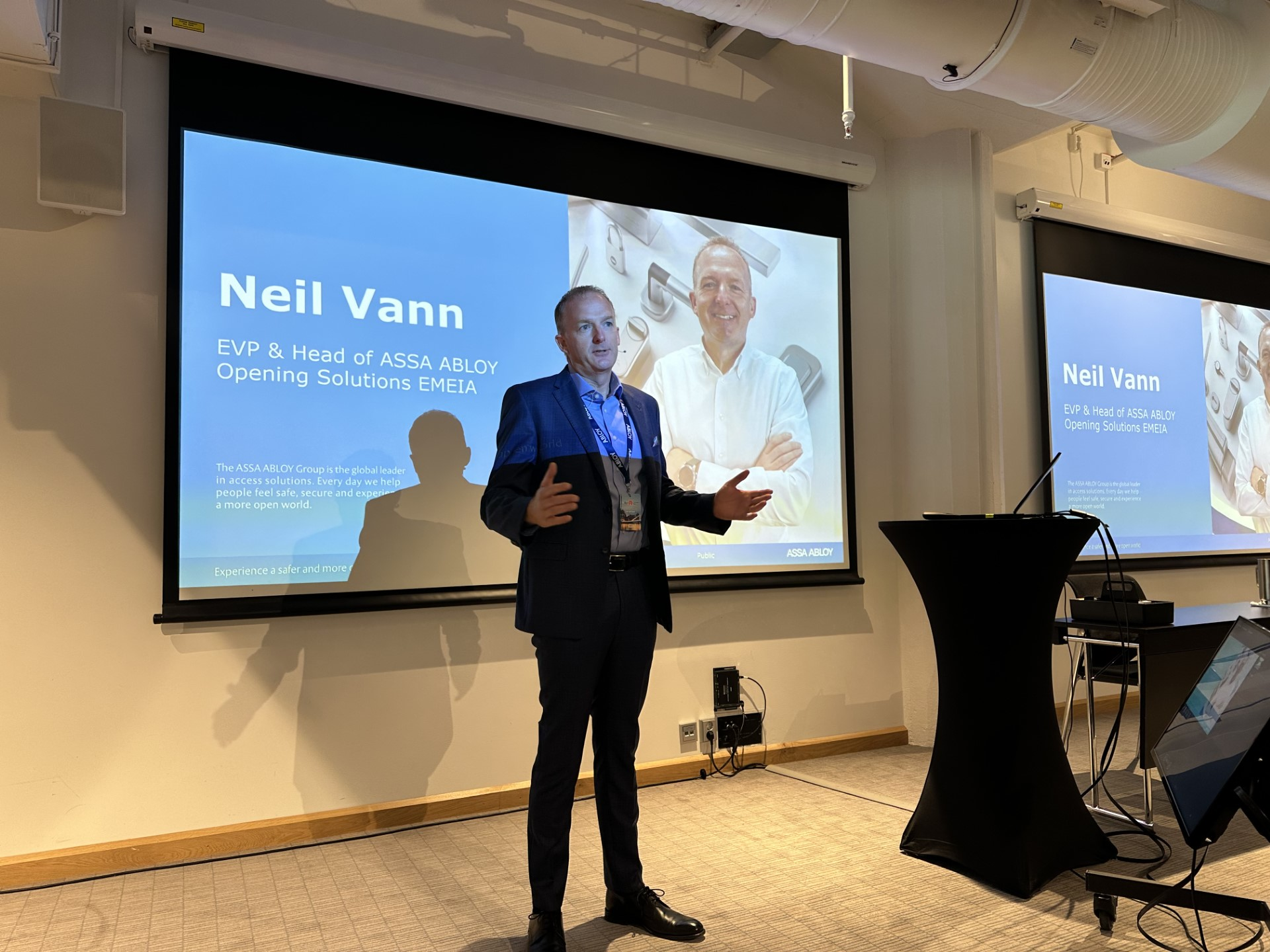 Neil Vann, executive VP and head of the EMEIA Division, ASSA ABLOY Opening Solutions, at ELF 2023 in Helsinki, Finland.