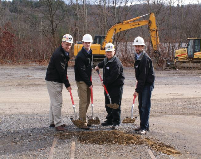 Brookville Principles Break Ground: (Left to Right) Stan Bailey, CFO; Joel McNeil, Transportation Sales; Larry Conrad, President; and Brent McNeil, Vice President.