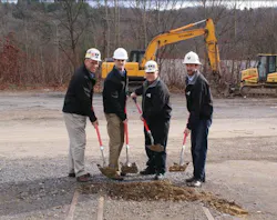 Brookville Principles Break Ground: (Left to Right) Stan Bailey, CFO; Joel McNeil, Transportation Sales; Larry Conrad, President; and Brent McNeil, Vice President. Brookville Principles Break Ground: (Left to Right) Stan Bailey, CFO; Joel McNeil, Transportation Sales; Larry Conrad, President; and Brent McNeil, Vice President.