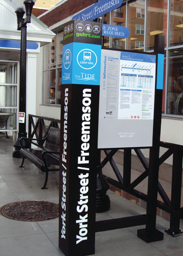 CHK America designed and fabricated customer information panel for HRT's new rail line, 'The Tide.'