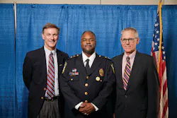 Former St. Paul Police Chief John Harrington was sworn in on September 4, 2012 as the seventh Chief of Metro Transit Police. Met Council Regional Administrator Pat Born is pictured right and Metro Transit General Manager Brian Lamb is pictured at left. Former St. Paul Police Chief John Harrington was sworn in on September 4, 2012 as the seventh Chief of Metro Transit Police. Met Council Regional Administrator Pat Born is pictured right and Metro Transit General Manager Brian Lamb is pictured at left.
