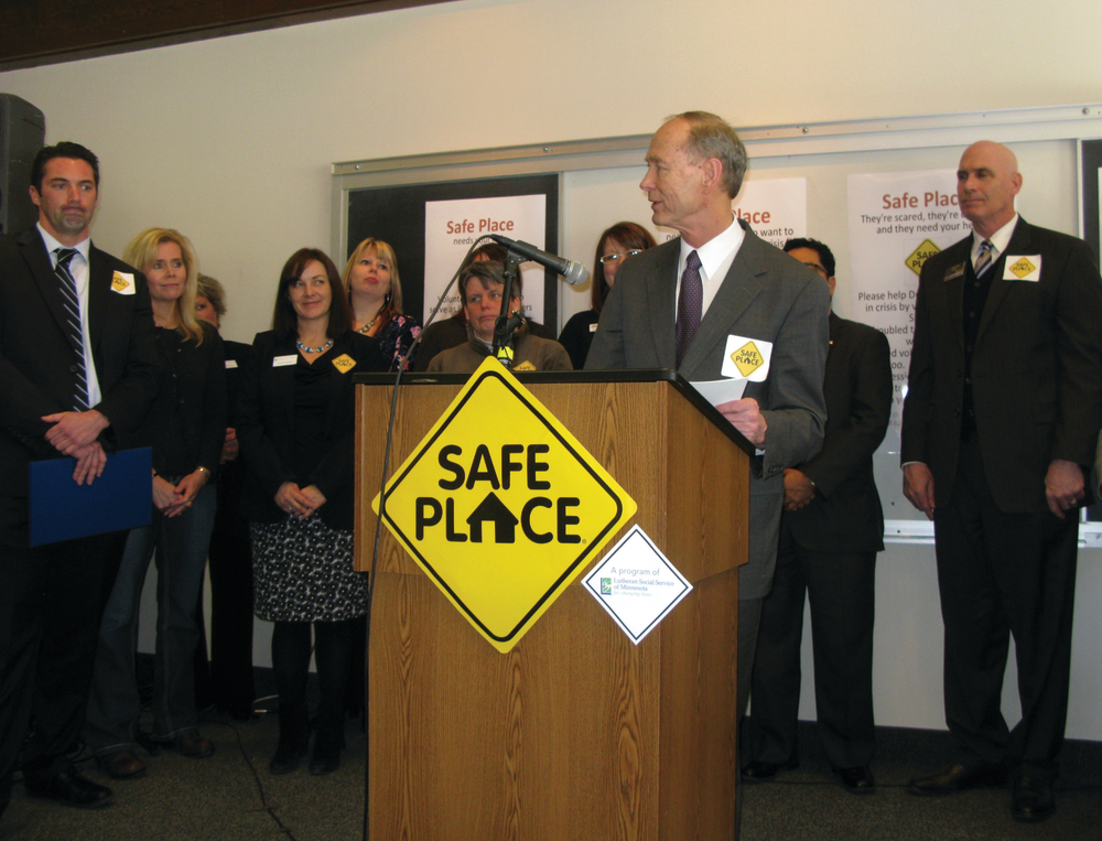 DTA General Manager Dennis Jensen speaks at a news conference about the DTA&rsquo;s welcomed participation in the Safe Place Program.