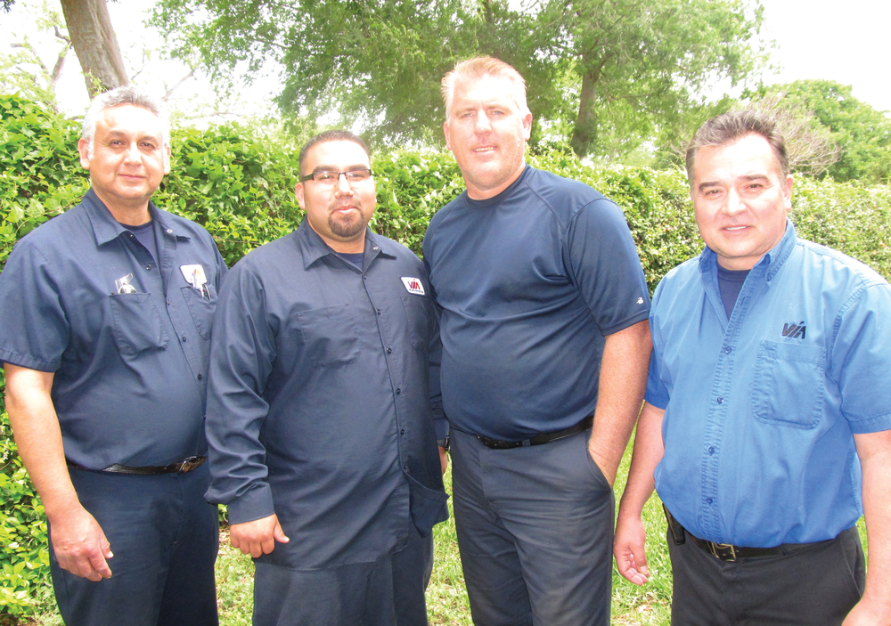 From left to right, VIA maintenance employees Ernesto Ovalle, Carlos Fuentes, Phil Davis, and Jos&eacute; Diaz won the maintenance division of the 2013 Texas Transit Association Bus Roadeo.