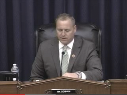 U.S. Rep. Jeff Denham, R-CA, makes remarks during a hearing on the role of innovative finance in intercity passenger rail.