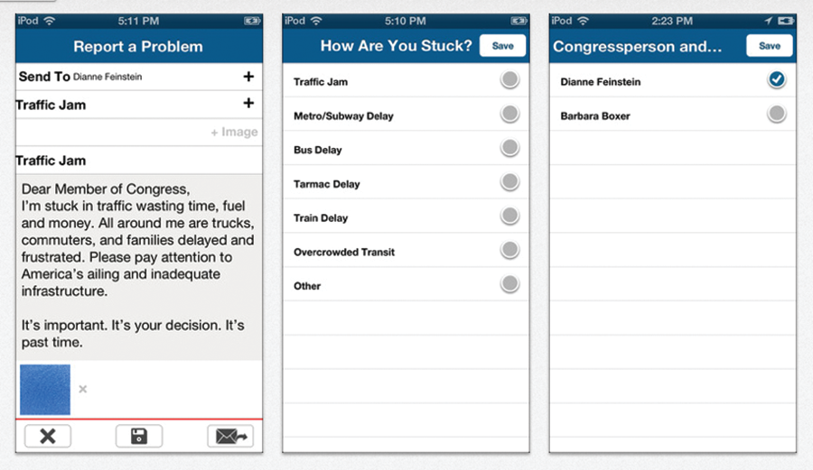 BAF's 'I'm Stuck' app looks to offer a quick and easy way to report traveling frustrations with members of Congress.