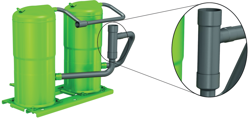 Bitzer Orbit 6 scroll tandem with advanced header assembly.