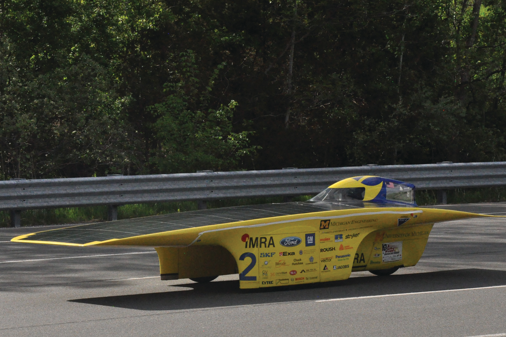 The University of Michigan's solar car, which will take part in the 2014 American Solar Challange.