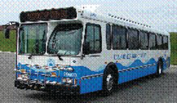 BWAT&rsquo;s commuter coach is designed for comfort with high-back, reclining, upholstered seating and air suspension. The 40-foot Orion V coach seats 38 passengers and runs on compressed natural gas.