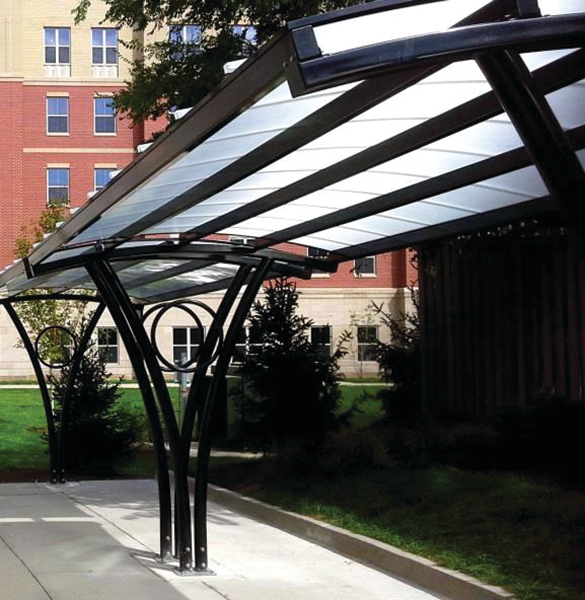 The University of Kentucky selected Brasco&rsquo;s &ldquo;Aero&rdquo; shelter for its slender profile and wide protective canopy.