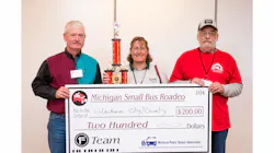 Gladwin City/County Transit won first place in the team competition at the Michigan Small Bus Roadeo, with drivers Harold Smith, Jon Greer and Deanna Hughes. Gladwin City/County Transit won first place in the team competition at the Michigan Small Bus Roadeo, with drivers Harold Smith, Jon Greer and Deanna Hughes.