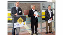 DART President and Executive Director Gary Thomas, Metro Dallas Homeless Alliance President and CEO Mike Faenza, and DART customer and advocate for the homeless Ricky Redd announce the campaign on Nov. 21 at Union Station. DART President and Executive Director Gary Thomas, Metro Dallas Homeless Alliance President and CEO Mike Faenza, and DART customer and advocate for the homeless Ricky Redd announce the campaign on Nov. 21 at Union Station.