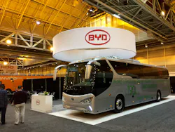 The BYD C9 unveiled at the 2015 United Motor Coach Association Expo. The BYD C9 unveiled at the 2015 United Motor Coach Association Expo.