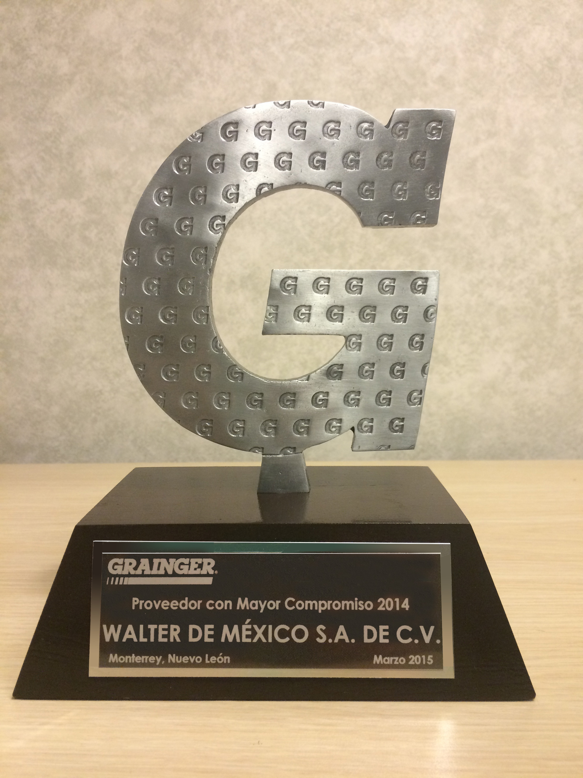 This is the fourth consecutive year that Waler Surface Technologies has won an award from Grainger Mexico