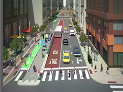 Red-colored bus only lanes will be created on two miles of streets: Madison, Washington, Canal and Clinton on a circuit extending from Union Station to Millennium Park. Red-colored bus only lanes will be created on two miles of streets: Madison, Washington, Canal and Clinton on a circuit extending from Union Station to Millennium Park.